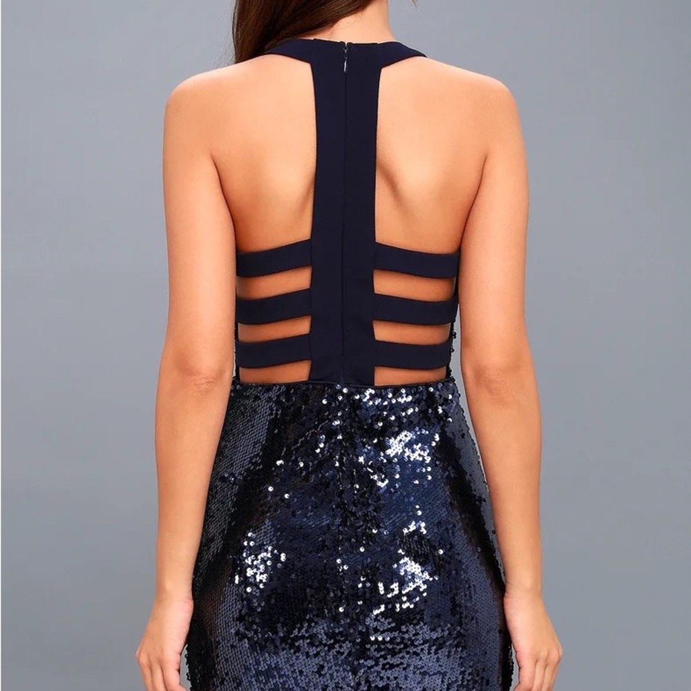 Lulu’s Luster for Life Blue Sequin Backless Body-con Dress - Picture 2 of 8